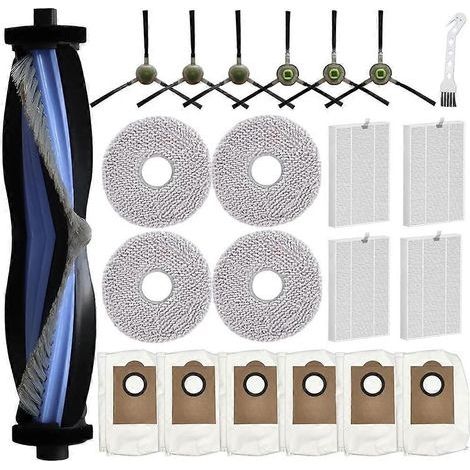 Pour aspirateur robot Lefant M3 : 1 brosse principale, 4 filtres HEPA, 4 lingettes de nettoyage, 6 sacs à poussière, 6 brosses latérales, 1 outil de nettoyage (1/5)