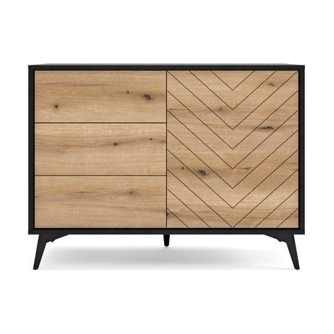 Commode de rangement Meuble universel évoque chêne/noir 104x77x39cm DIAMANT KSZ104 sur pieds