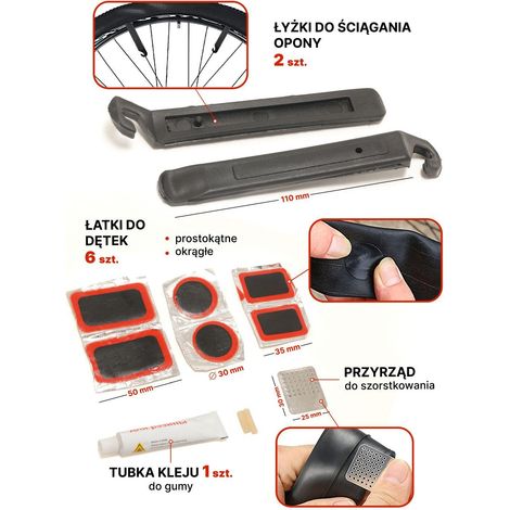 Kit de reparación de bicicleta con parches y llave 25 en 1
