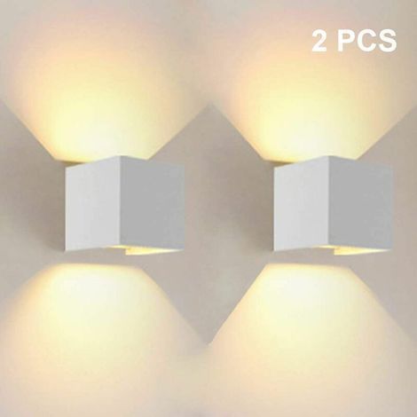 Applique murale LED,LED Applique Murale Interieur Up and Down Lampe Murale Blanc Chaud, Angle de Faisceau Réglable pour Maison,Couloir Salon,Chambre à Coucher - 2 PCS Blanc Applique murale LED (1/3)