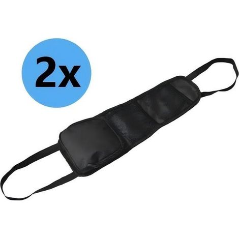 Bolsas de almacenamiento para coche, juego de dos piezas para los laterales de los asientos, con 3 bolsillos, bolsa colgante de malla para el asiento delantero, portavasos, todos los modelos de coche, (1/5)