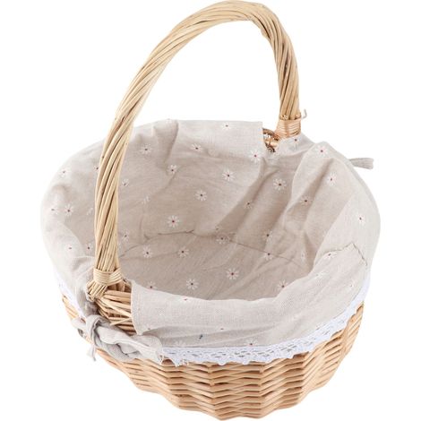Panier de rangement ovale en rotin, fait main, pour pique-nique, intérieur et extérieur, 28 x 26 x 20 cm, motif marguerite (1/5)