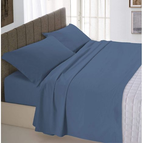 Italian Bed Linen Max Color Completo Letto, 100% Cotone, Avio, Matrimoniale, 2 Posti, 4 unità (1/4)