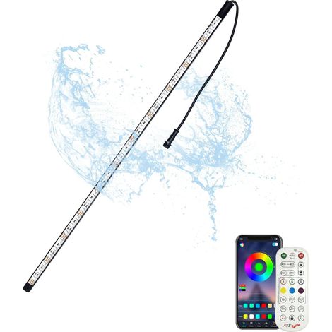 Bande LED longue portée, éclairage à effet de lame d'eau, étanche IP68, pour bassin, piscine ou aquarium, avec télécommande et application de contrôle, - 28,5 cm (1/5)