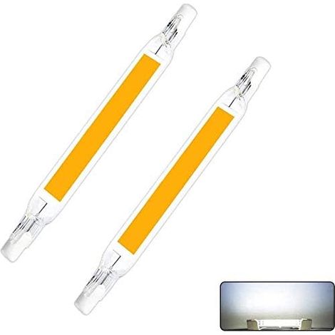 Lot de 2 ampoules LED R7S non dimmable, 5 W/78 mm 230 V non dimmable COB LED R7S Base de lampe projecteur linéaire, angle de faisceau 360 °, blanc chaud, 2700 K-3000 K, 500 lm
