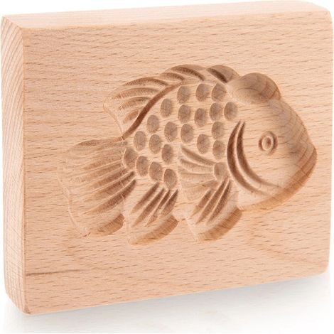 Fish-Shaped Wooden Cookie Mold, 10x8 cm (1/5)