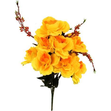 Bouquet di 7 rose, fiori artificiali, gialli, 70 cm (1/3)