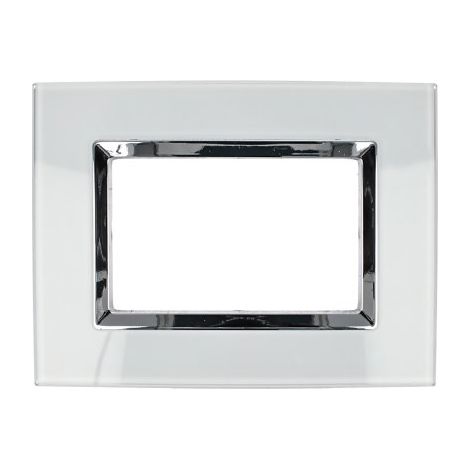 Placca Elegance Bianco Vetro 503 3M Moduli Compatibile Bticino Matix SD68003VT (1/2)