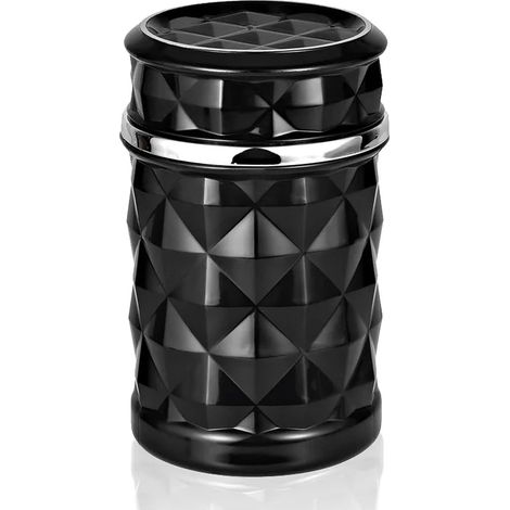 Auto-Aschenbecher, tragbarer Auto-Aschenbecher mit Deckel, LED-Aschenbecher mit Ständer für Autos, Transporter, Outdoor-Aktivitäten, Camping, schwarz (1/5)
