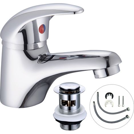 Cloakroom Basin Mixer Tap Chrome Basin Sink Mono Bathroom + Fixings + Waste (1/4)