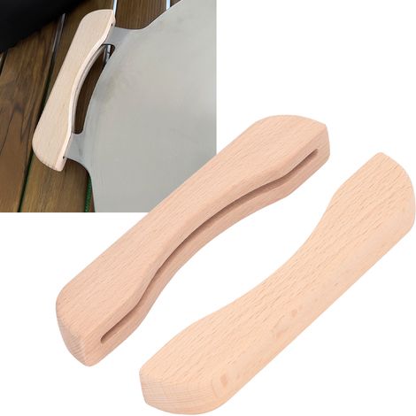 Lot de 2 poêles à barbecue portables de camping avec manche en bois, style coréen, résistantes à la chaleur, poêles à griller rondes à double anse avec manche en bois (1/5)