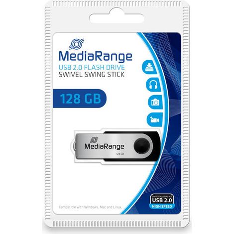 Media Range MR913, unidad flash USB, memoria USB de 128 GB, negro (1/3)