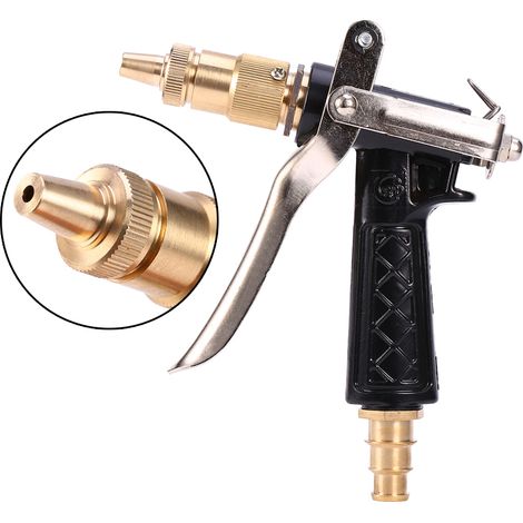 Pistolet arrosage tout cuivre + raccord barbelé avec collier de serrage pour jardin et lavage auto robuste (1/5)