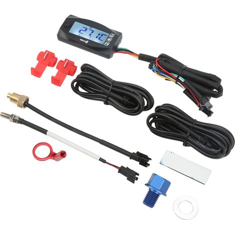 Thermomètre numérique moto 4-en-1, température huile moteur, voltmètre, horloge, connecteur bougie 14mm M12x1.5 (1/5)