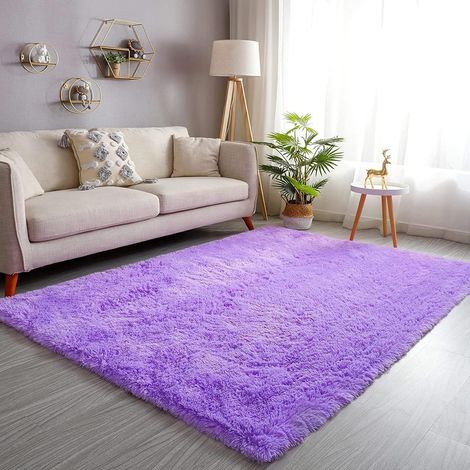 Teppich Hochflor Shaggy Wohnzimmer Schlafzimmer Violett 200 x 300 cm (1/5)
