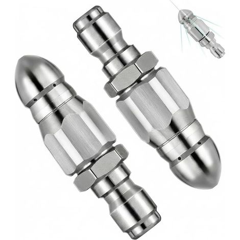 Puissante buse de nettoyage et de débouchage de tuyaux pour nettoyeur haute pression en acier inoxydable pour raccord rapide 1/4 pour tuyau domestique et outil de nettoyage de tuyau 5000 PSI