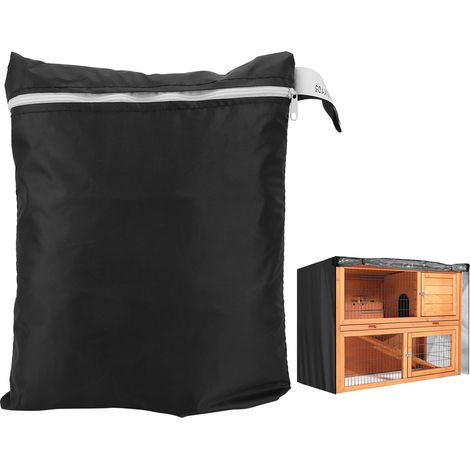 Accessoire de couverture anti-poussière de clapier à lapin double couche en tissu Oxford pour cage à volaille (noir) (1/5)