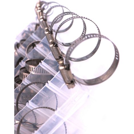 Collier de serrage américain en acier inoxydable, boîte de 90 pièces, collier de serrage pour tuyau d'eau, jeu de cartes de gorge avec tournevis (1/4)
