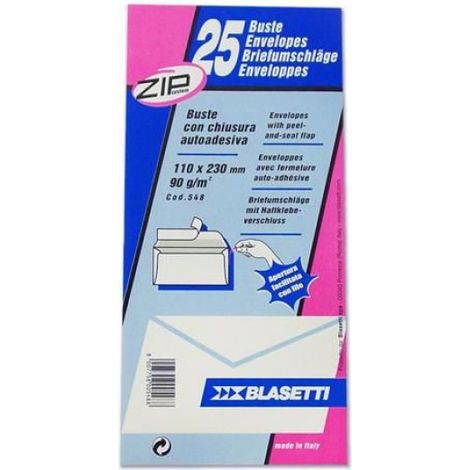 Enveloppe - Blanc - Papier 90 g/m² - 110 x 230 mm - Lot de 25