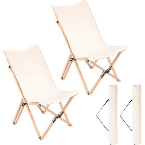 Schmetterlings-Klappstuhl-Set, 2er-Set, Bambus, Beige, Tragkraft 150 kg