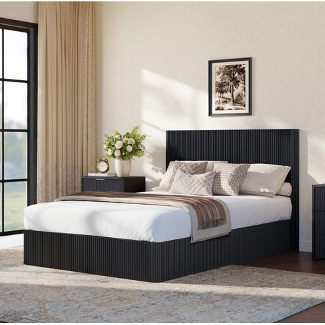 Bett Doppelbett mit Stauraum 140x200 Schwarz OKMYHOME (1/5)