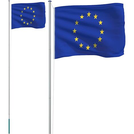 Drapeau de l'UE et mât en aluminium de 6,08 mètres (1/5)