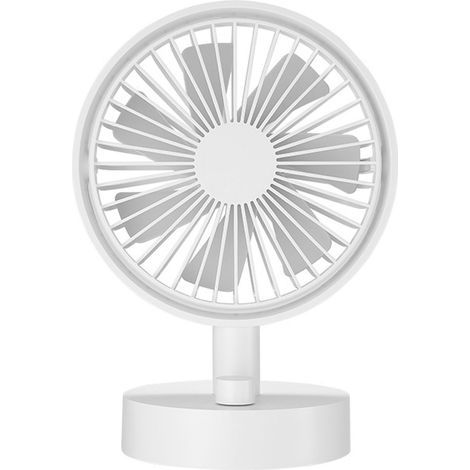 Ventilateur de bureau à flux d'air puissant, vitesse variable, silencieux et portable, idéal pour la maison, les voyages et le bureau. Blanc, batterie 2000 mAh, tête orientable. (1/2)