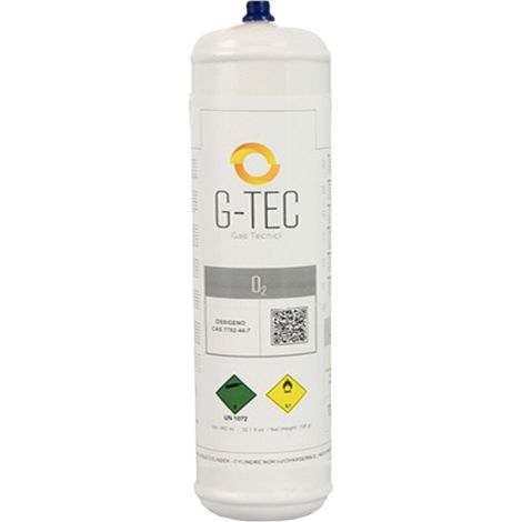 Bombola usa e getta monouso gas Ossigeno O2 110 bar 0,950 lt 147 gr cartuccia