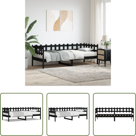 vidaXL Kiefer -  Tagesbett Schwarz 80x200 cm Massivholz Kiefer