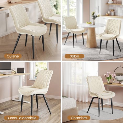 HavenlyHome - Lot de 4 Chaises Salle à Manger, Velours Beige, Assise Rembourrée, Ergonomique, Réglables,Pour Salon Chambre à Coucher