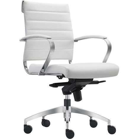 Chaise de bureau Cádiz Blanche - 100% cuir