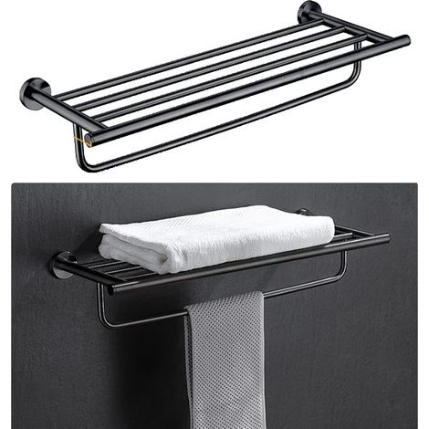 Ensemble de matériel de salle de bain, porte-serviettes noir en acier inoxydable 005YB (1/2)