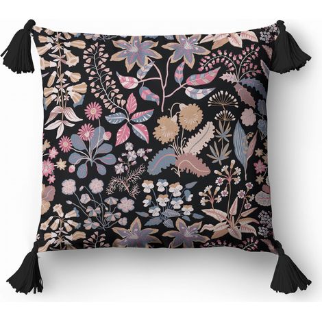 Taie d'oreiller décorative 45x45 cm à motif floral (1/2)