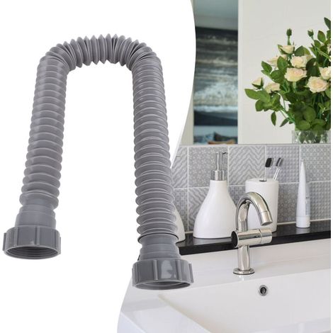 Kit Kit d'évacuation flexible extensible pour lavabo avec adaptateur et joints anti fuite