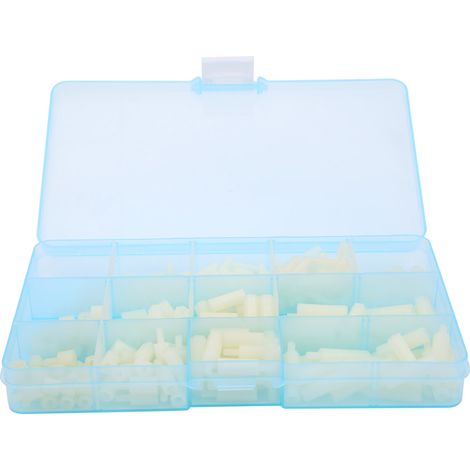 Boîte de 310 pièces de vis, écrous et rondelles en nylon M3, assortiment mâle/femelle (blanc)