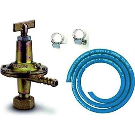REGOLATORE ALTA PRESSIONE PER FORNELLONI A GAS + 2 MT TUBO + 2 FASCETTE (1/2)
