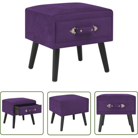 The Living Store Table de chevet Violet foncé 40x35x40 cm Velours - Table De Chevet - Table Nuit - Meubles Chambre - Mobilier Chambre - Meuble Rangement (1/5)