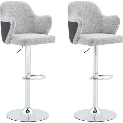 CHICFURN Taburetes de bar regulables, lote de 2, 88 x 49 x 54,5 cm, gris claro, giratorios 360° (1/5)