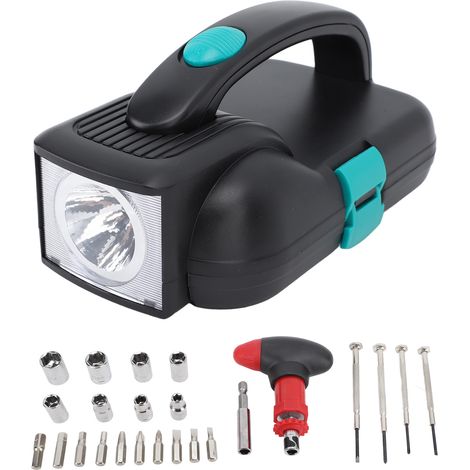 Kit d'outils ménagers avec lampe torche LED comprenant un jeu de tournevis miniatures, une poignée à cliquet, un manchon et des embouts de montre pour la maison (1/5)