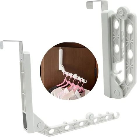 Cintre porte pliable étendoir - tringle vêtements pour porte, pliage moderne peu encombrant, charge 5 kg, pour balcons armoires cham (1/5)