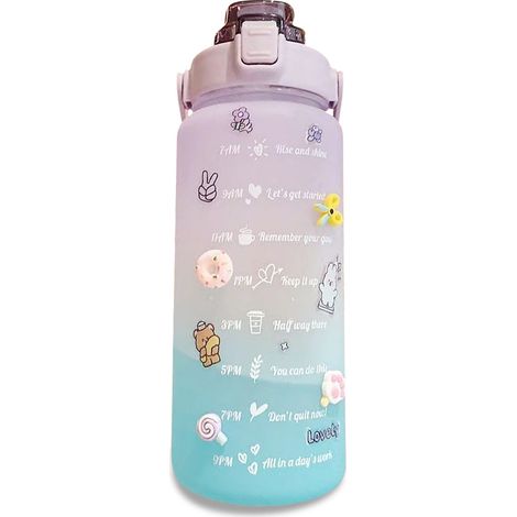 1 Gourde sport demi-gallon, indicateur temps, paille silicone, poignée, sangle épaule, randonnée gym (1/5)