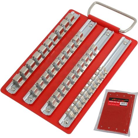 Neilsen 40pc Small Socket Rail Tray 1/4" 3/8" 1/2" Organiser Storage Holder (1/2)
