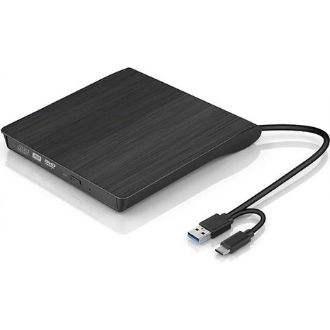 Lecteur CD/DVD Externe avec USB 3.0 Type-C Graveur DVD Externe CD DVD +/-RW Lecteur Portable pour PC, Laptop, Desktops Plug and Play pour Windows 11/10/8/7/XP/Vista/Linux/Mac OS (1/5)