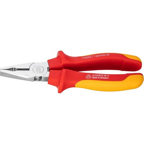 Pince combinée VDE Tranchants trempés par induction Isolée par protection Poignée ergonomique à 2 composants Pour une coupe et un maintien précis des matériaux
