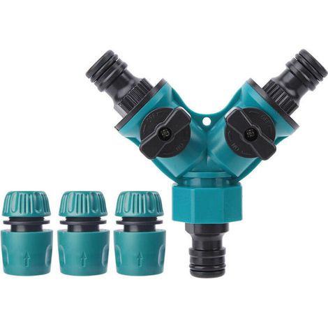 Splitter Tuyau D'arrosage - Raccord Y à 2 Sorties avec Vannes Indépendantes - Pour Robinet Jardin - 1 Pièce (1/4)
