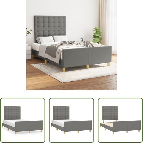 Kopfteil - Bettgestell ohne Matratze Dunkelgrau 120x200 cm Stoff (1/5)