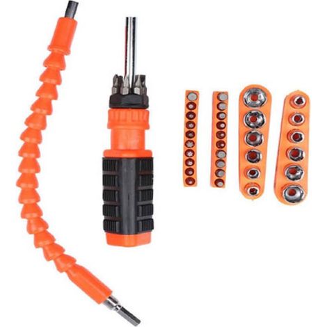 Trade Shop - Set Cacciavite 44 Pz Punte A Stella Torx Croce Esagonali Bussole Albero 94229 -
