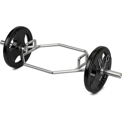 56 Inch Olympic Hexagon Deadlift Trap Bar with Folding Grips Powerlifting-Sliver (1/5)