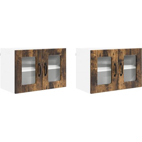 Maison Exclusive - Mobile in vetro da parete PORTO 2 pcs Rovere fumé