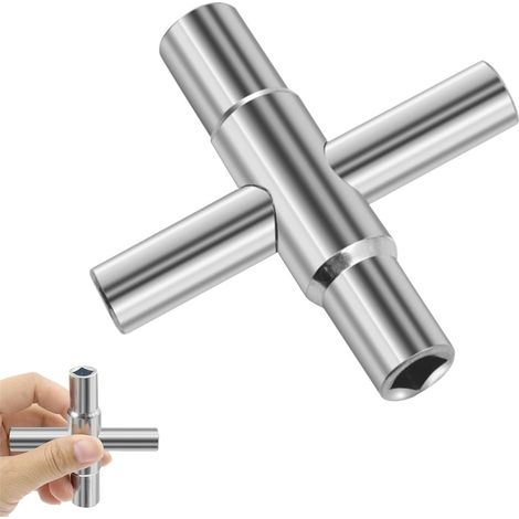 Clé Carrée 4 Voies,CléS CarréEs, Quatre Tailles 6,5 Mm / 7 Mm / 8 Mm / 9 Mm,Clé CarréE Universelle,Pour D'Armoire De BoîTe De Compteur De Gaz D'Eau éLectrique (1/5)